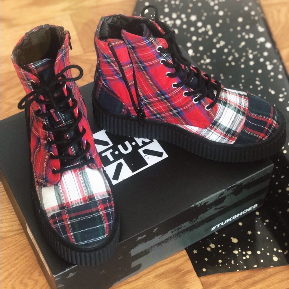 T.U.K Mixed Plaid Creeper Boots
